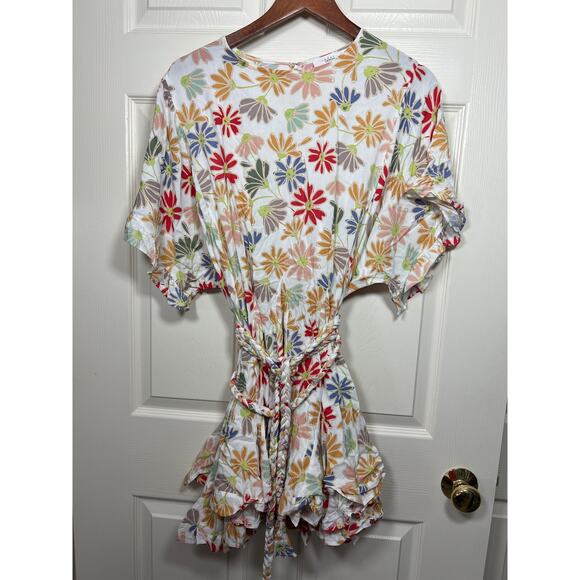 Talulah Anthropologie Flower Swing Dress Braided Tie Mini Dress Women's Large - Picture 2 of 11